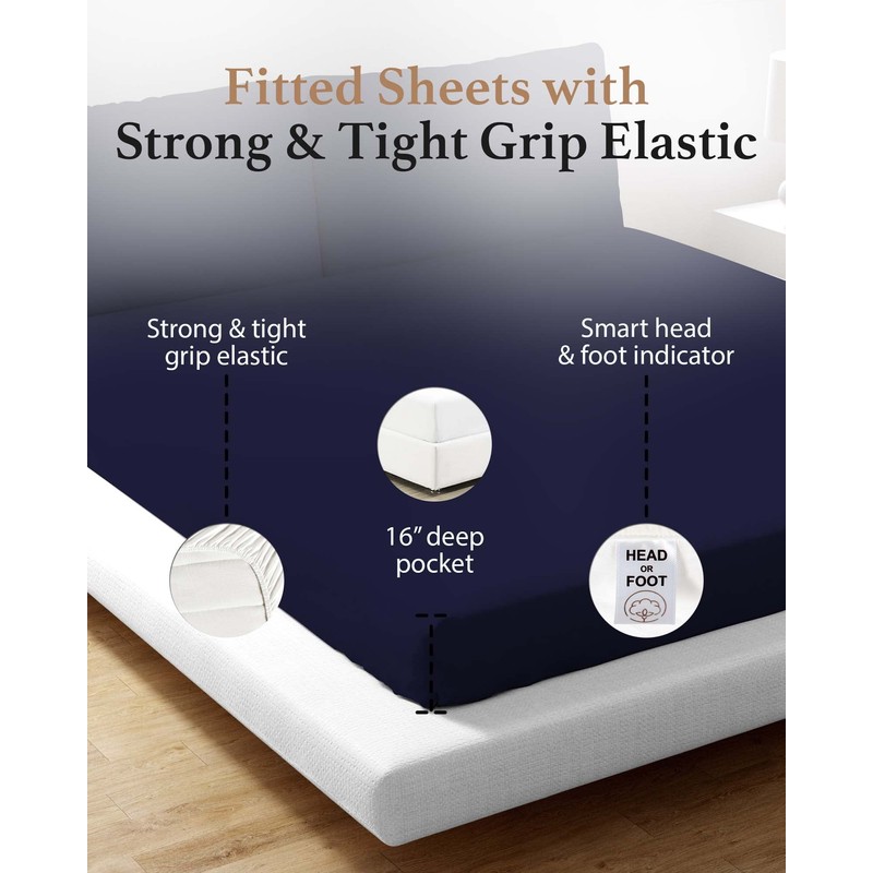 1000 TC Egyptian Cotton Fitted Sheet, 1 Pc Fitted Sheets