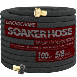 Linchoc Home 100FT 5/8" Soaker Hose for Foundation Watering & Garden Beds，Heavy-Duty Recycled Rubber with Solid Brass Connectors，Saves 80% Water ，All-Season Durable Irrigation System‌
