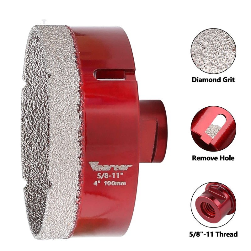 Vearter 4'' Dry Diamond Core Drill Bit, Diamomd Hole Saw