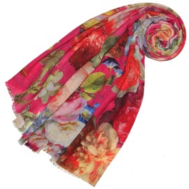 Lorenzo Cana - 78662 Women's Pashmina Scarf Soft Wool Merino Lamb Colourful Flower Pattern 70 cm x 180 cm Wool Scarf Wool Scarf, Colourful