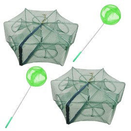 Folding Fish Trap, ZffXH 2pcs Fishing Bait Trap Foldable spider Crab Crayfish Fish Minnow Crawdad Shrimp Net Cast Portable Umbrella Fish Trap