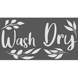 Wash and Dry Stickers for Laundry Machines Vinyl Decal - Washer and Dryer Combo with Creative Gray Leaves Designs for Laundry Room - 20" x 20"