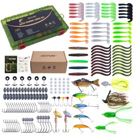 Goture Fishing Lures Kit,164pcs Bass Fishing Kit Including Soft Plastic Baits, Worms, Minnow, Crankbaits, Hooks,Swivels,Sinker Weights,3700 Tackle Box, Freshwater Fishing Gear Lure Set, Gifts of Men