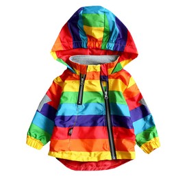 FABRST Toddler Boys Girls Windbreak Kids Fashion Rainbow Hooded Sun Jacket Baby Casual Outwear Fall Winter School Outfits（Rainbow,18M）