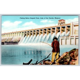 Linen Fishing Below Bagnell Dam Lake of the Ozarks Missouri c1940s