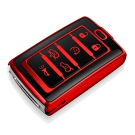 Tukellen for Jeep Key Fob Cover Soft TPU Full Protection Key Case Compatible with 2021-2024 Grand Cherokee L Grand Wagoneer Key Shell (Red, 6 Buttons)