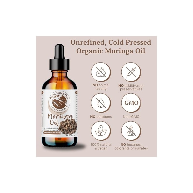 Bella Terra Oils- - Aceite de Semilla de Moringa Orgánico