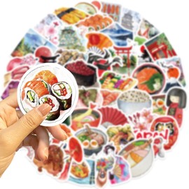 64pcs Cute Sushi Stickers for Notebook Guitar Skateboards Laptops Water Bottles Bikes Luggage Computer Phone Hard Hat Car Cheer to Japanese Food Party Decal Decoration