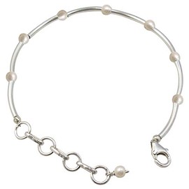 SilverStarJewel Pulsera de perlas de 7.7 pulgadas de plata 925 con gemas de regalo