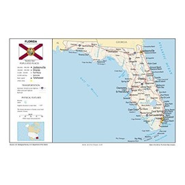 13x19 Florida General Reference Wall Map - Anchor Maps USA Foundational Series - Cities, Roads, Physical Features, and Topography [Rolled]
