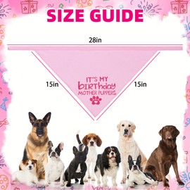 PUPTECK Dog Birthday Bandana - Triangle Bibs Scarf Pet Accessories Outfit, Party Photo Prop for Small Medium Large Dogs, Pink