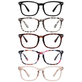 MEETSUN 5 Pack Reading Glasses for Women Men Blue Light Blocking Computer Readers Fashion Square Eyeglasses Anti UV Glare 3.5