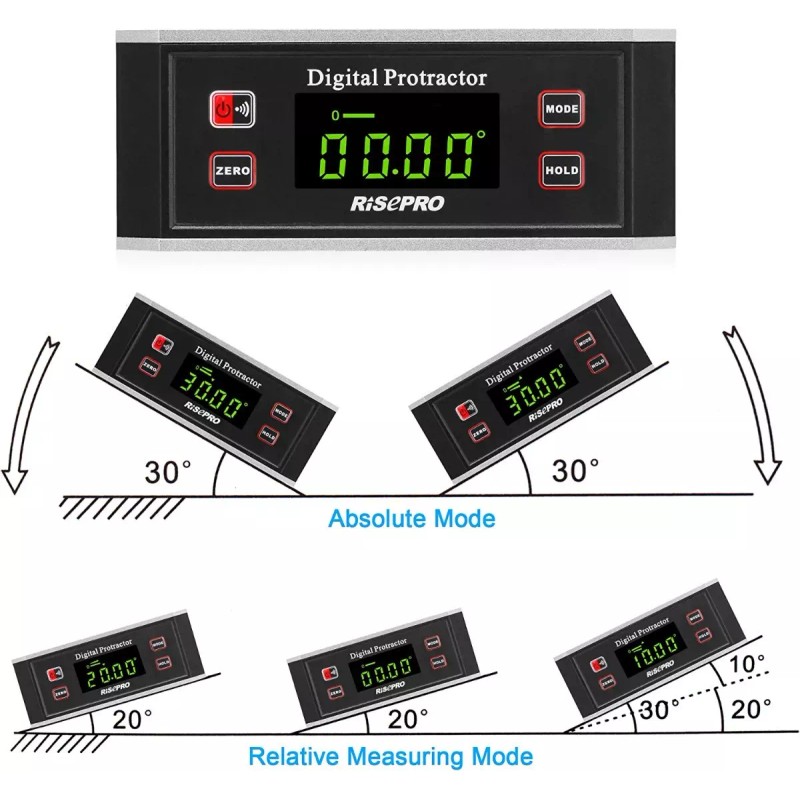 Risepro Inclinometro Risepro Digital Angulo Magnetico 0-360 82413b