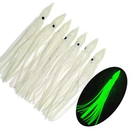 Fishing Squid Skirts Glow Lures Luminous Octopus SkirtsTrolling Lure Soft Plastic Fishing Bait for Bass Salmon Trout 5cm/1.96in Pack of 20 (Glow, 1.96in)