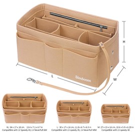 Simboom Handbag Organiser for Women, Felt Bag Organiser, Bag in Bag, Inner Pocket Organiser, Insert Pockets Organiser with Zip Pocket