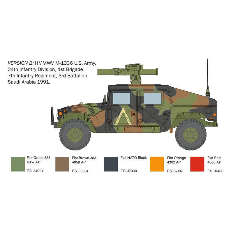 Italeri 6598 1:35 HMMWV M966 Tow Carrier - Faithful Replica,