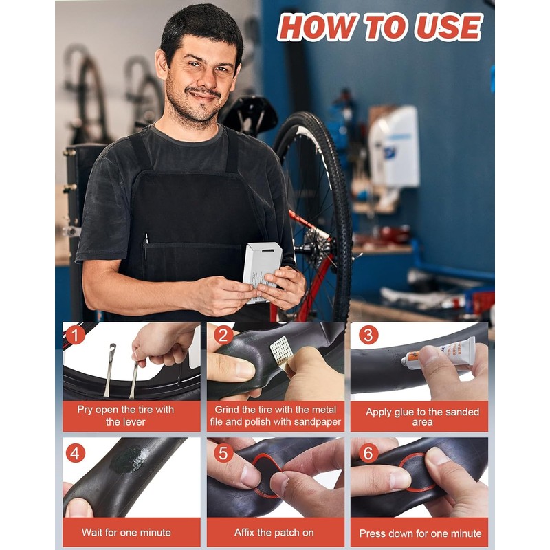 Zacro Kit de Reparación para Bicicleta 34 Piezas, con Parches