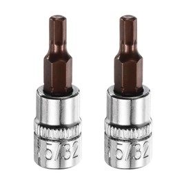 sourcing map 2pcs 5/32" Hex Bit Socket 1/4" Square Drive SAE Extension Impact Bit Power Nut Driver Set S2 & CR-V Steel Socket Ratchet Wrench Bits