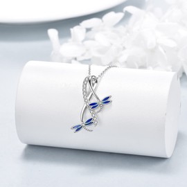 POPLYKE Dragonfly Necklace for Mother Daughter 925 Sterling Silver Dragonfly Pendant Necklace for Sister Butterfly Jewelry Gifts for Grandma