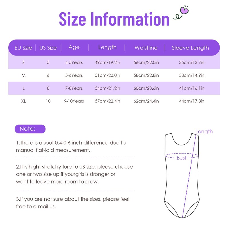 DoGeek Gymnastics Leotard Long Sleeve Athletic Leotards for Little Girl