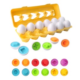 GIGIPIG Toddler Toys Matching Eggs Color & Shape Recoginition Sorter Puzzle, Fine Motor & Sensory Toys, Early Learning Educational Montessori Toy for Boys Girls 3 Years Old (12PCS)