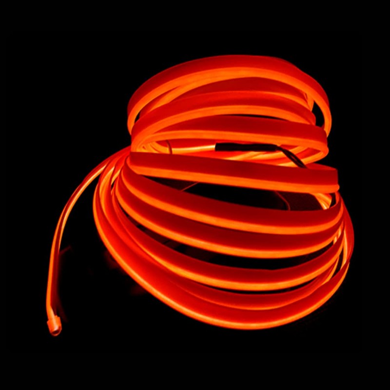 Orange EL Wire with 6mm Sewing Edge 10m Neon Wire