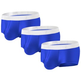 SUMABA - Calzoncillos tipo calzones sexy para hombre, de seda de hielo, para mejorar la ropa interior, de talle bajo, sin mosca, para hombre, color azul, talla 3XL, 3 piezas-Azul, 3X-Large