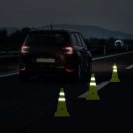 RoadHero 18 Inch [2 Pack] Collapsible Traffic Safety Cones, Lime Green Pop-up Cones with Reflective Collar for Road Safety, Driving Training, Parking Lots