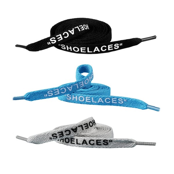 Borsgye 3 Pairs Shoelaces Text Printed Flat Shoelaces Athletic Shoe