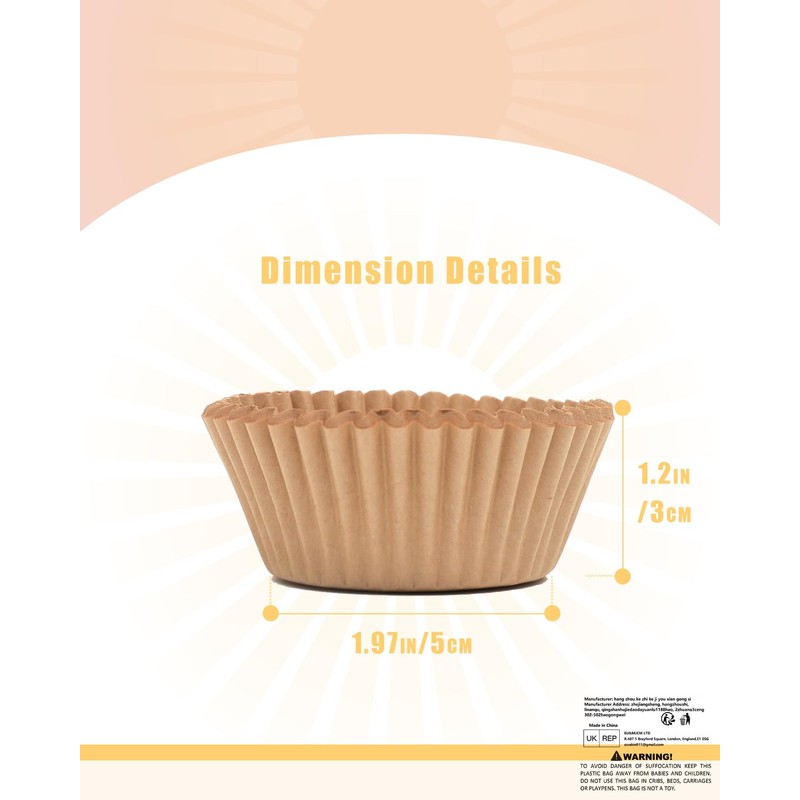 Gcardist 300-Count Brown Cupcake Liners Muffin Linner No Smell, Food