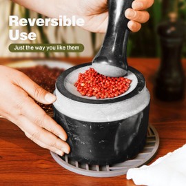 Black Marble Mortar and Pestle Set，Stone Spice Grinder, Reversible Mortar and Pestle,Molcajete Mexicano, Guacamole, Pesto, Spices, Modern Mortar Pestles Gift Set,1.8 Cup Mortar