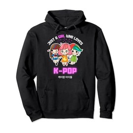 Just A Girl Who Loves K-Pop Gift For Teen Girls K-Pop Merch Pullover Hoodie