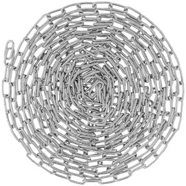 KINJOEK Stainless Steel Link Chain, 5/32 Inch x 32.8 Feet Heavy Duty Metal Proof Coil Chain, Silver Hanging Loop Chains for Guardrail, Lifting Chain