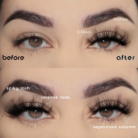 APCYUST Wispy Lashes Natural Mink Eyelashes Fluffy Lash Strips Doll Eye Faux Mink Eyelash 17 mm Strip Lashes Pack Natural Look Thick Volume Wispies Pestañas Postizas Naturales Set with Soft Band