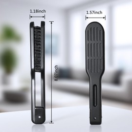 Double-Sided Hair Straightening Brush for Women & Men, Clamp-Style Boar Bristle Hair Tool for Smoothing & Blow-Drying, Anti-Scald Styling Comb with Vented Design