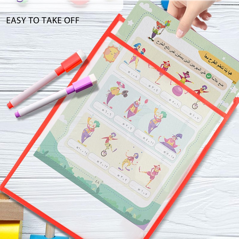 Ufmarine Job Ticket Holders, 6 Pcs Dry Erase Pockets Colorful