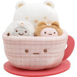 San-X MF87801 Sumikko Gurashi "Ochide-Kuma Cafe" Scene Plush Cup & Saucer