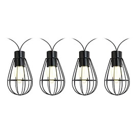 Solar Geometric Metal Cage 8 Bulb String Lights