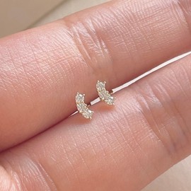 14k mini cubic line piercing earring thickness gift package / 14k 미니 큐빅 라인 피어싱 귀걸이 두께 선물패키지