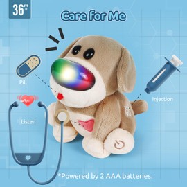 TOP BRIGHT Doctor Kit for Toddlers 3-5, Electronic Interactive Stuffed Dog Vet Kit, My Realistic Robot Puppy with Sounds & Reactions, Doctor Play Gift for Girls Boys 3 4 5