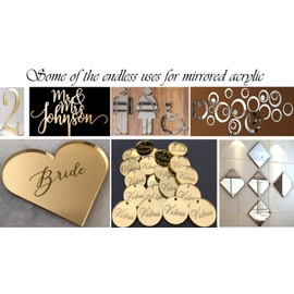 3 Pack Mirror Cast Acrylic Plexiglass Sheets 1/8” Thick (3mm) Easy to Cut Plastic Plexi Glass with Protective Paper for Signs, DIY Display Projects, Crafts, Shelves (Gold Mirror, 12" x 24")