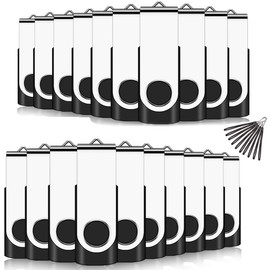 EASTBULL 2GB USB Memory Stick 20 Pack USB 2.0 Flash Drive (Black with Free Lanyard)