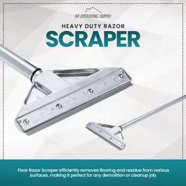 Razor Blade Scraper Tool with 8 Inch Aluminum Blade - Floor Scraper Tool with 3" to 6" Telescoping Handle Comfortable Cushion Grip by KP Operating Supply