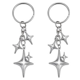 WEWAYSMILE 2 Pcs Cute Star Moon Keychain Car Keychain Portable Metal Keychain for Men And Women Keychains Bag Charms Purse Handbag Backpack Car Holder Bag Accessories Holiday Gifts(Star)