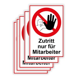 Strobo Zutritt nur für Mitarbeiter Sign, 20 x 30 cm, Made From Sturdy PVC Hard Foam Board, 3 mm, With UV Protection, Pack Of 5