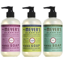 Mrs. MEYER'S CLEAN DAY Liquid Hand Soap Variety Pack 12.5 OZ Each, 3 Count (Lemon Verbena + Basil + Peony)