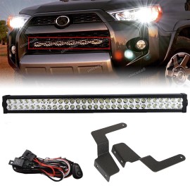 sinocea0 Fit 14-UP TOYOTA 4Runner 32" LED Light Bar+Hidden Grille Bumper Mount+Wiring Kit