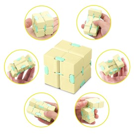 Lillyvale Infinity Cube Cube Toy Reduction Educational Upgraded Pressure Toys for Killing Time Fidget Toys Infinite Cube New Fidget Finger Toy for Develop The Brain For ADD ADHD (Yellow)