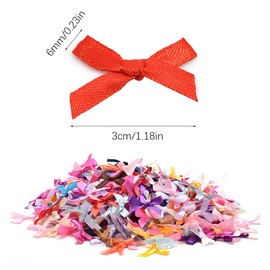 Cdemiy Satin Ribbon Bows, 200Pcs Mini Satin Ribbon Bows, Mini Mixed Double-Sided Color Bow, for Sewing DIY Craft Wedding Decoration, 2.5cm, Random Color