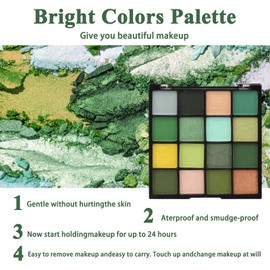 FEXPDL Green Eyeshadow Palette,Green Eye Shadows Eye Shadow Pallets for Women Longwearing & Waterproof Shimmer Eyeshadow Palette Highly Pigmented Dark